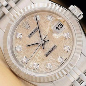MINT ROLEX DATEJUST SILVER GOLD DIAMOND WATCH